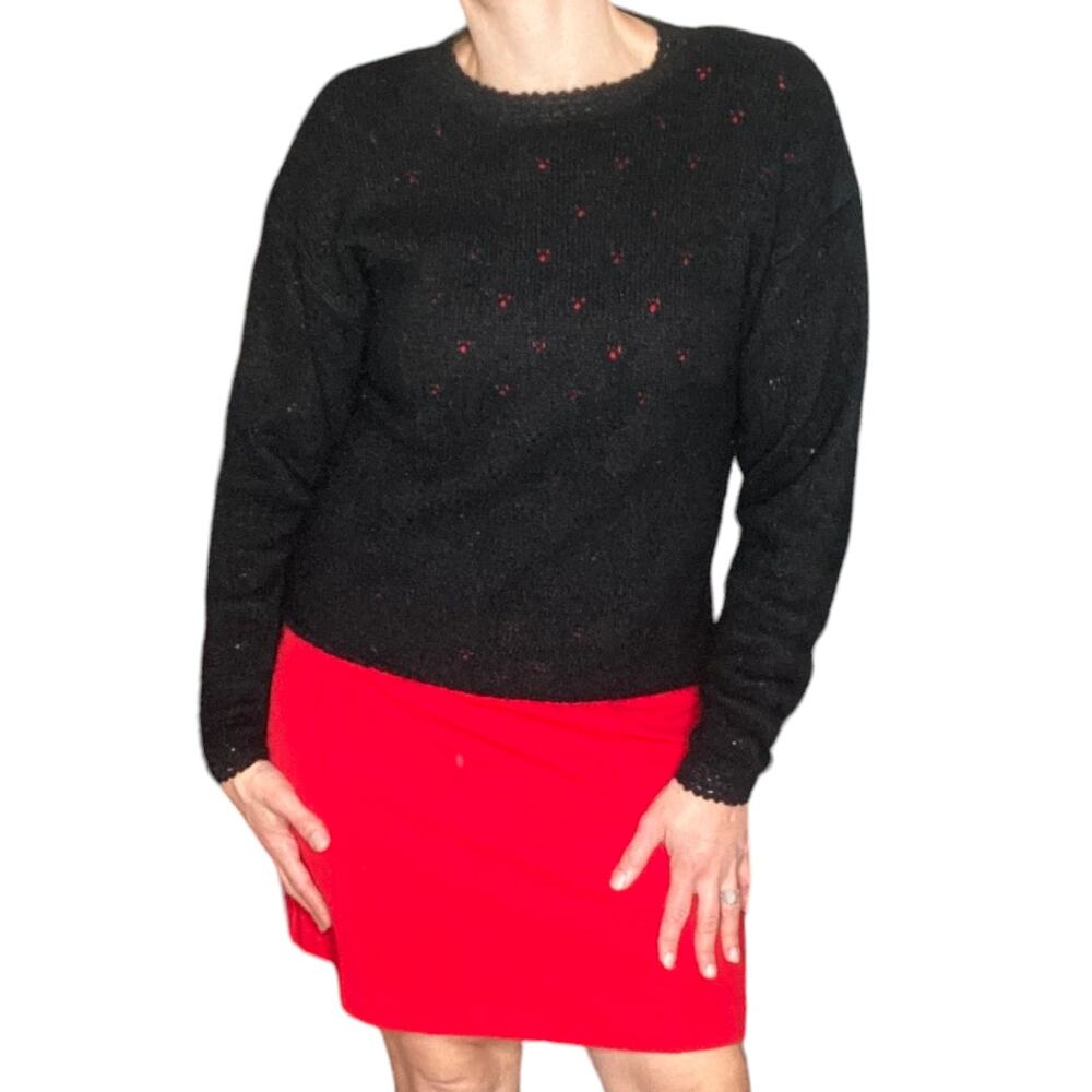 Vintage Gotham Black Angora & Silk Sweater size Medium